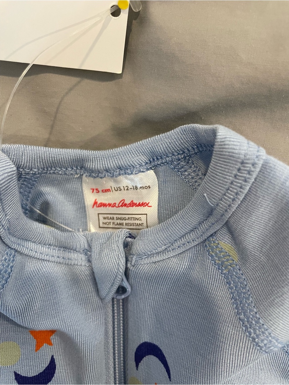 Hanna Andersson Light Blue Moon & Star Zip Pajama Sleeper